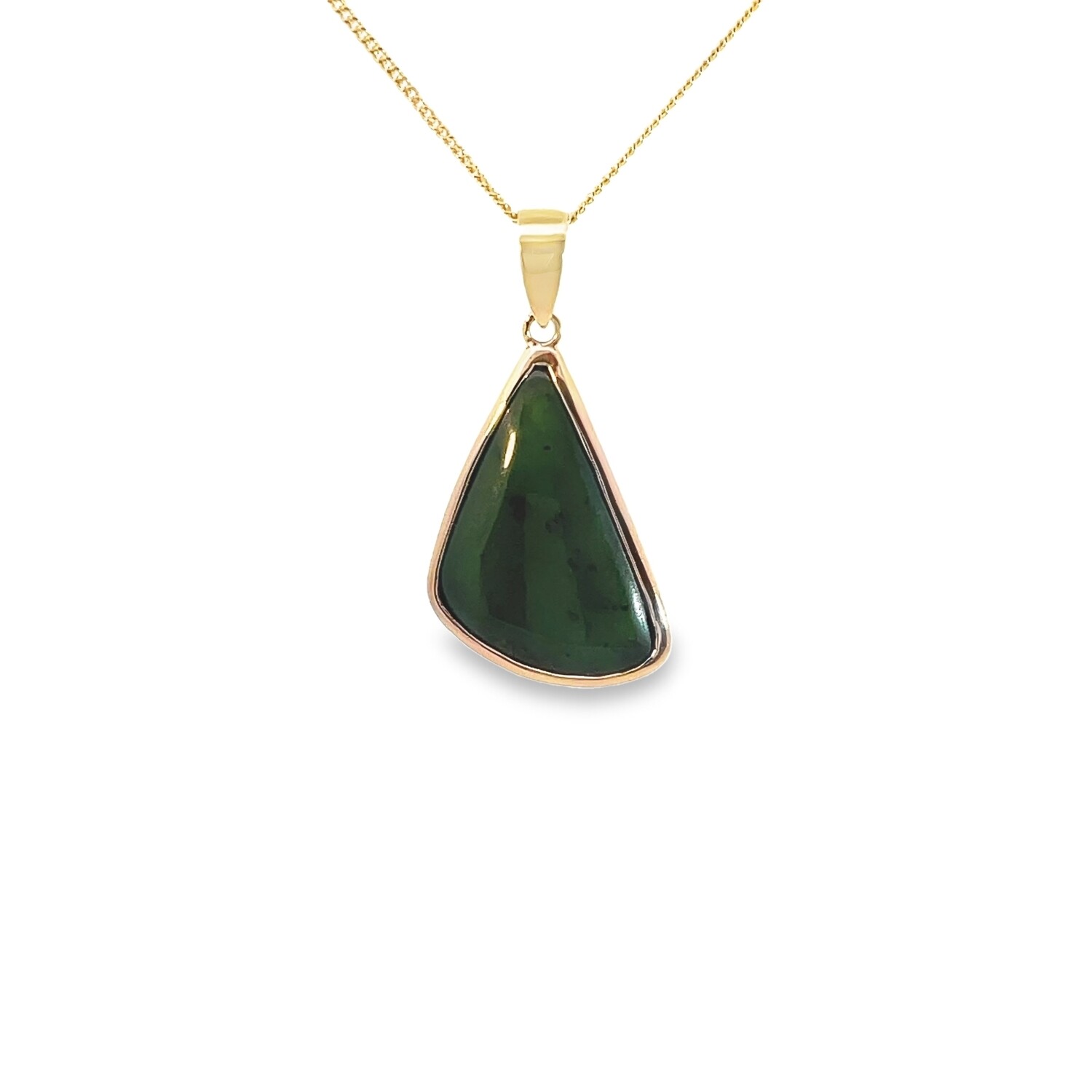 Moko Pounamu Kawakawa Greenstone and 9ct Gold Pendant 09925