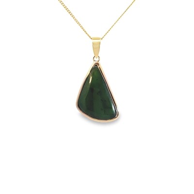 Moko Pounamu Kawakawa Greenstone and 9ct Gold Pendant 09925