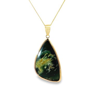 Moko Pounamu Marsden Flower Greenstone and 9ct Gold Pendant 09920