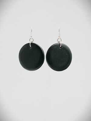 Moko Pounamu, Argillite & Silver Porohita Earrings 09960 Moko Pounamu, Argillite & Silver Porohita Earrings 09960