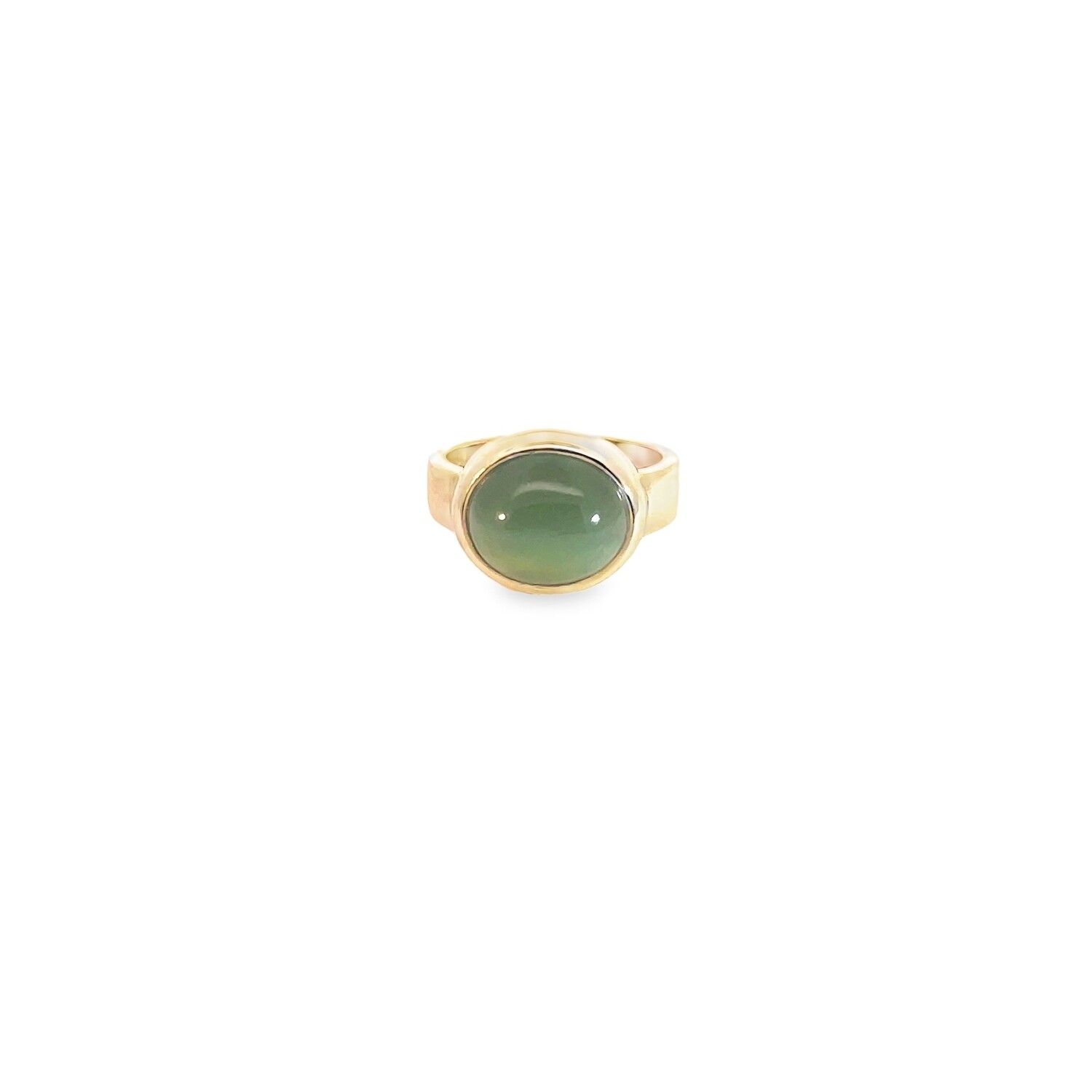 Moko Pounamu Cat's Eye NZ Genuine Inanga Pounamu and 9ct Gold Ring 09952
