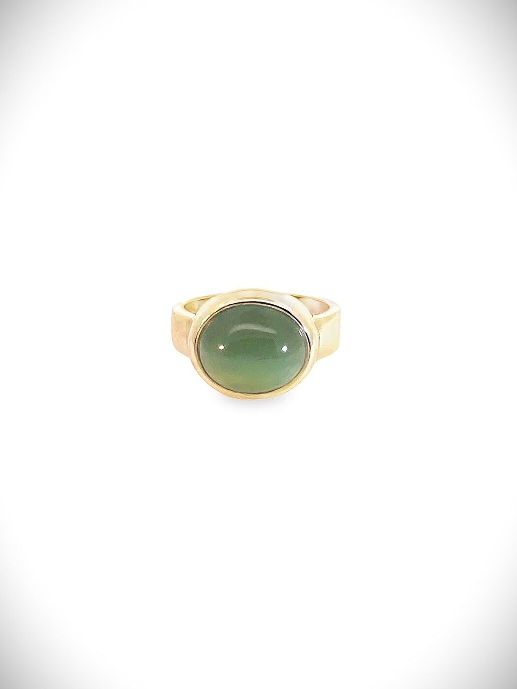 Moko Pounamu Cat's Eye NZ Genuine Inanga Pounamu and 9ct Gold Ring 09952