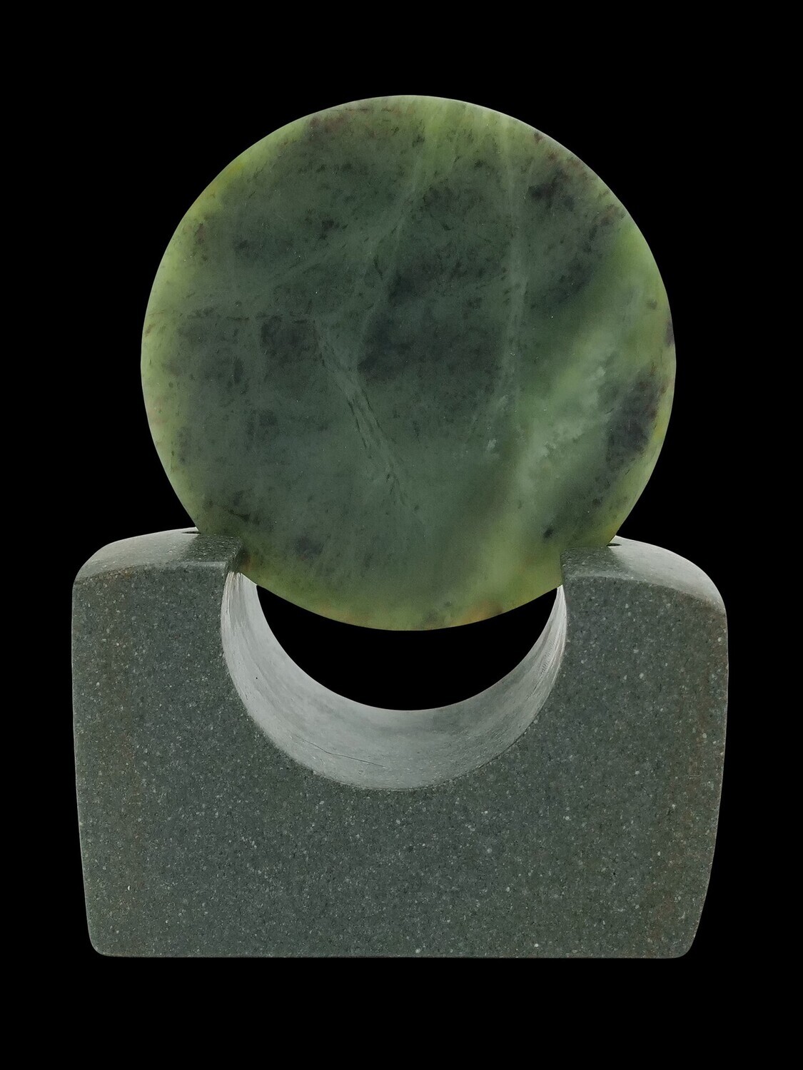 Moko Pounamu Porohita (Disc) Sculpture NZ Genuine Totoweka Greenstone - Pukemiro Moko Pounamu Porohita (Disc) Sculpture NZ Genuine Totoweka Greenstone - Pukemiro