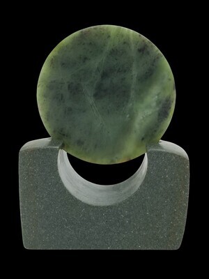 Moko Pounamu Porohita (Disc) Sculpture NZ Genuine Totoweka Greenstone - Pukemiro Moko Pounamu Porohita (Disc) Sculpture NZ Genuine Totoweka Greenstone - Pukemiro