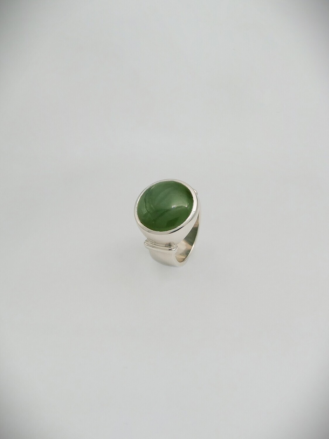 Moko Pounamu Gilt Jewellery Kawakawa Pounamu & Sterling Silver Ring 10176 Moko Pounamu Gilt Jewellery Kawakawa Pounamu & Sterling Silver Ring 10176