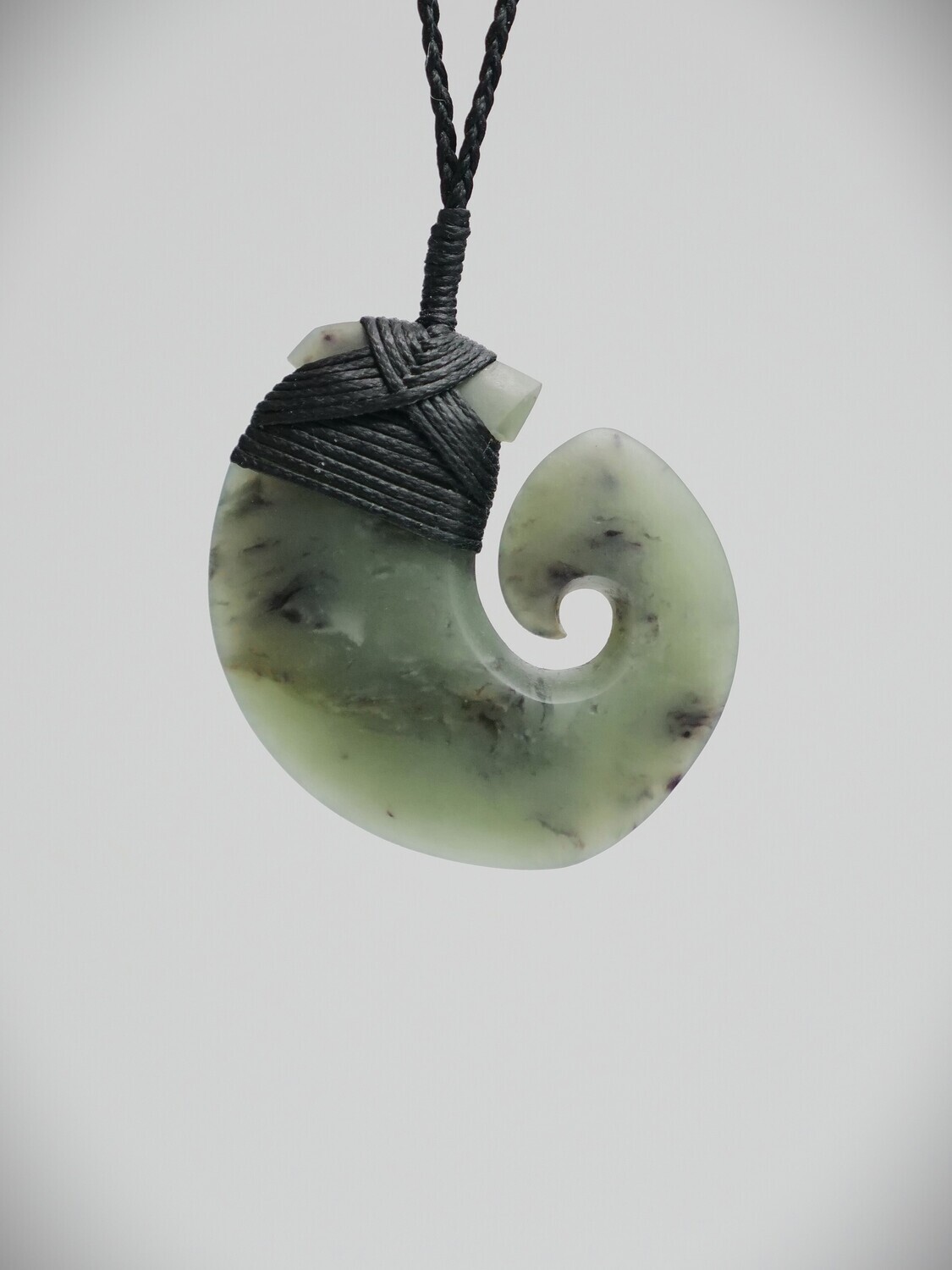 Moko Pounamu Hei Matau (Hook) NZ Genuine Hapopo Greenstone - Kaituna
