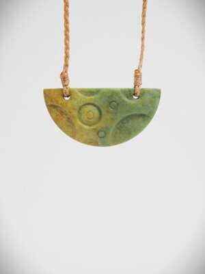 Moko Pounamu Kouma Breastplate NZ Genuine Marsden Flower Greenstone - Paturau Moko Pounamu Kouma Breastplate NZ Genuine Marsden Flower Greenstone - Paturau