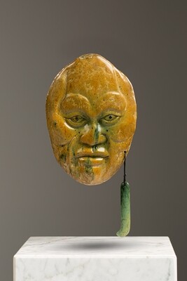 Moko Pounamu Sculptural Head - NZ Genuine Marsden Flower Greenstone - Upoko Moko Pounamu Sculptural Head - NZ Genuine Marsden Flower Greenstone - Upoko