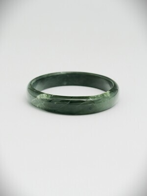 Moko Pounamu Solid Bangle NZ Genuine Kawakawa Flower Greenstone - Omori 74mm Moko Pounamu Solid Bangle NZ Genuine Kawakawa Flower Greenstone - Omori 74mm