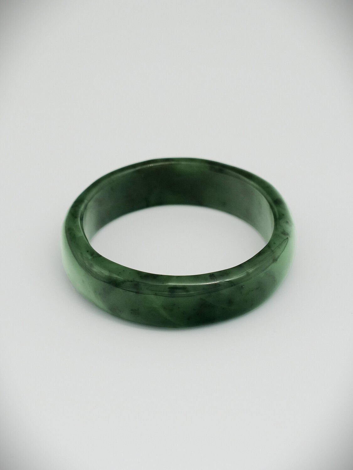 Moko Pounamu Solid Bangle NZ Genuine  Kawakawa Greenstone  - Tapawera 73mm