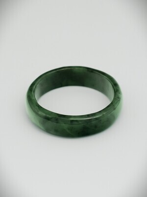 Moko Pounamu Solid Bangle NZ Genuine  Kawakawa Greenstone  - Tapawera 73mm