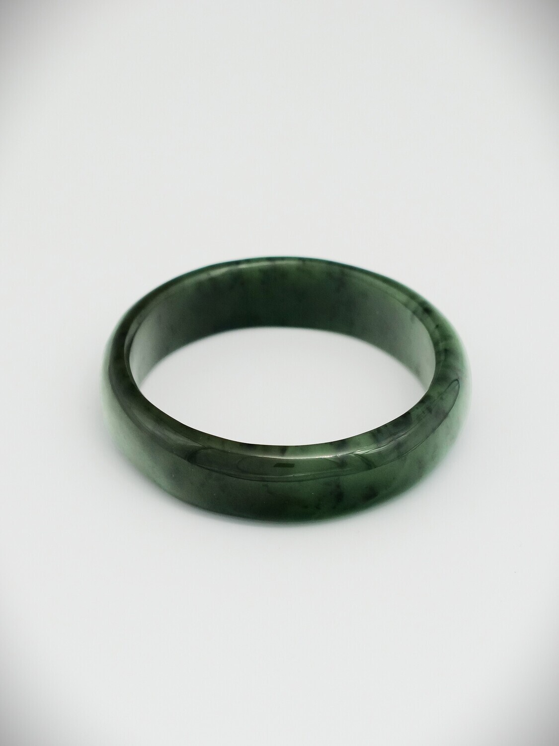 Moko Pounamu Solid Bangle NZ Genuine  Kawakawa Greenstone  - Ngatimoti 73mm