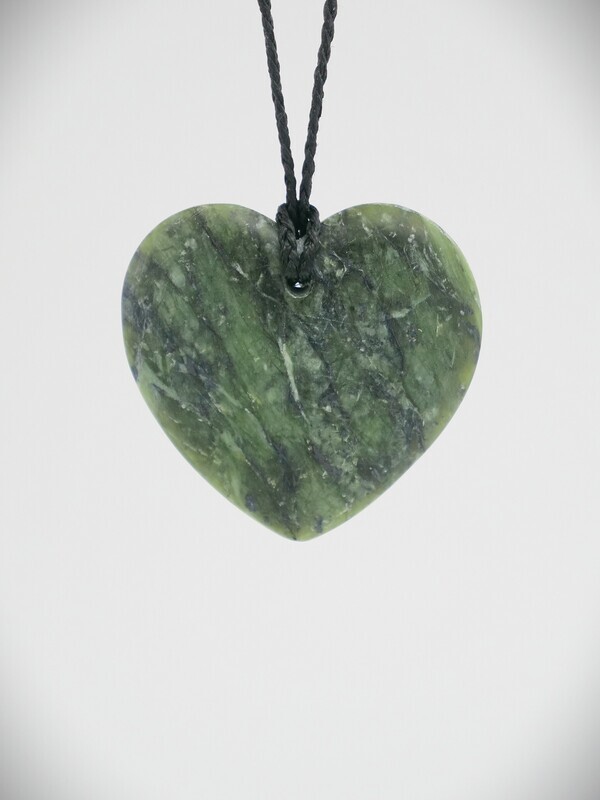 Moko Pounamu Manawa (Heart) Douglas Creek Serpentinite NZ Genuine Pounamu Greenstone - Waikeria