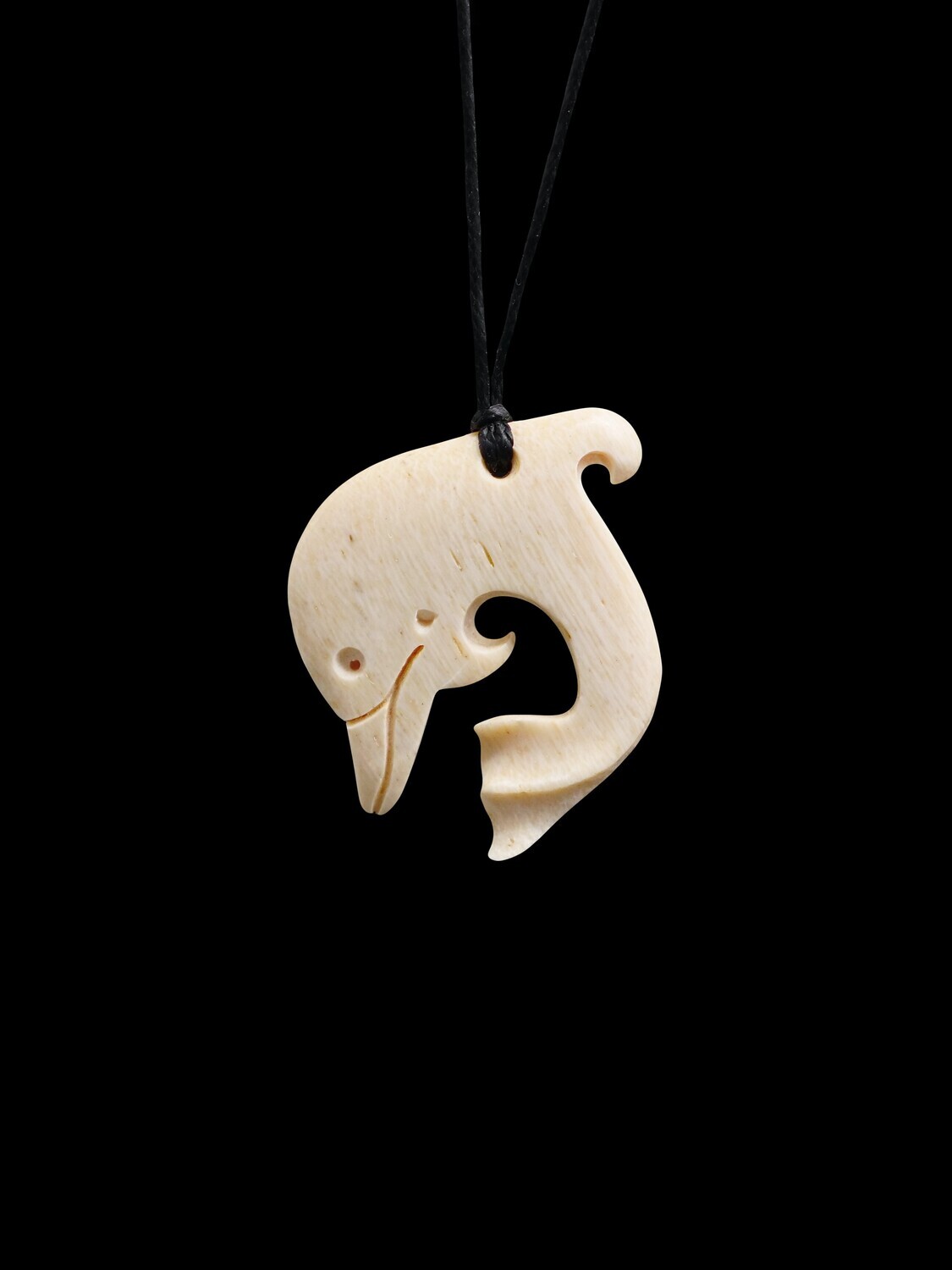 Moko Pounamu Dolphin Whale Bone Carving - Maruia Moko Pounamu Dolphin Whale Bone Carving - Maruia