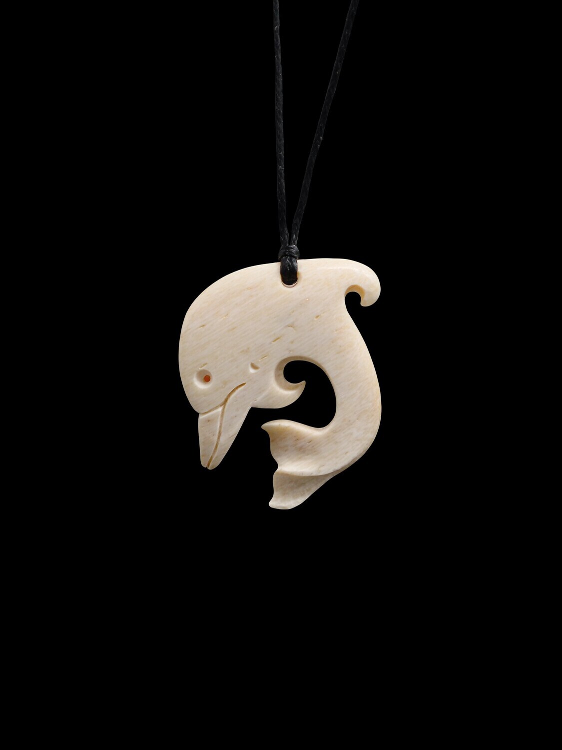 Moko Pounamu Dolphin Whale Bone Carving - Kawatiri Moko Pounamu Dolphin Whale Bone Carving - Kawatiri