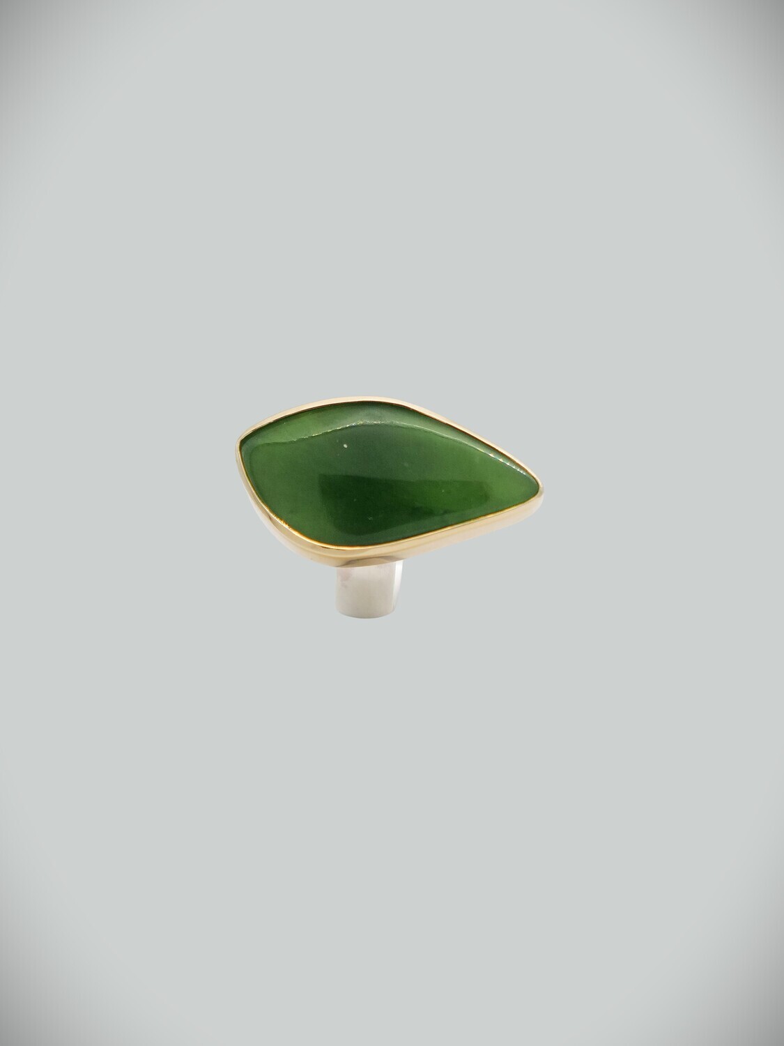 Moko Pounamu Gilt NZ Genuine Kahurangi Greenstone 9ct Gold and Sterling Silver Ring Lrg 10429 Moko Pounamu Gilt NZ Genuine Kahurangi Greenstone 9ct Gold and Sterling Silver Ring Lrg 10429