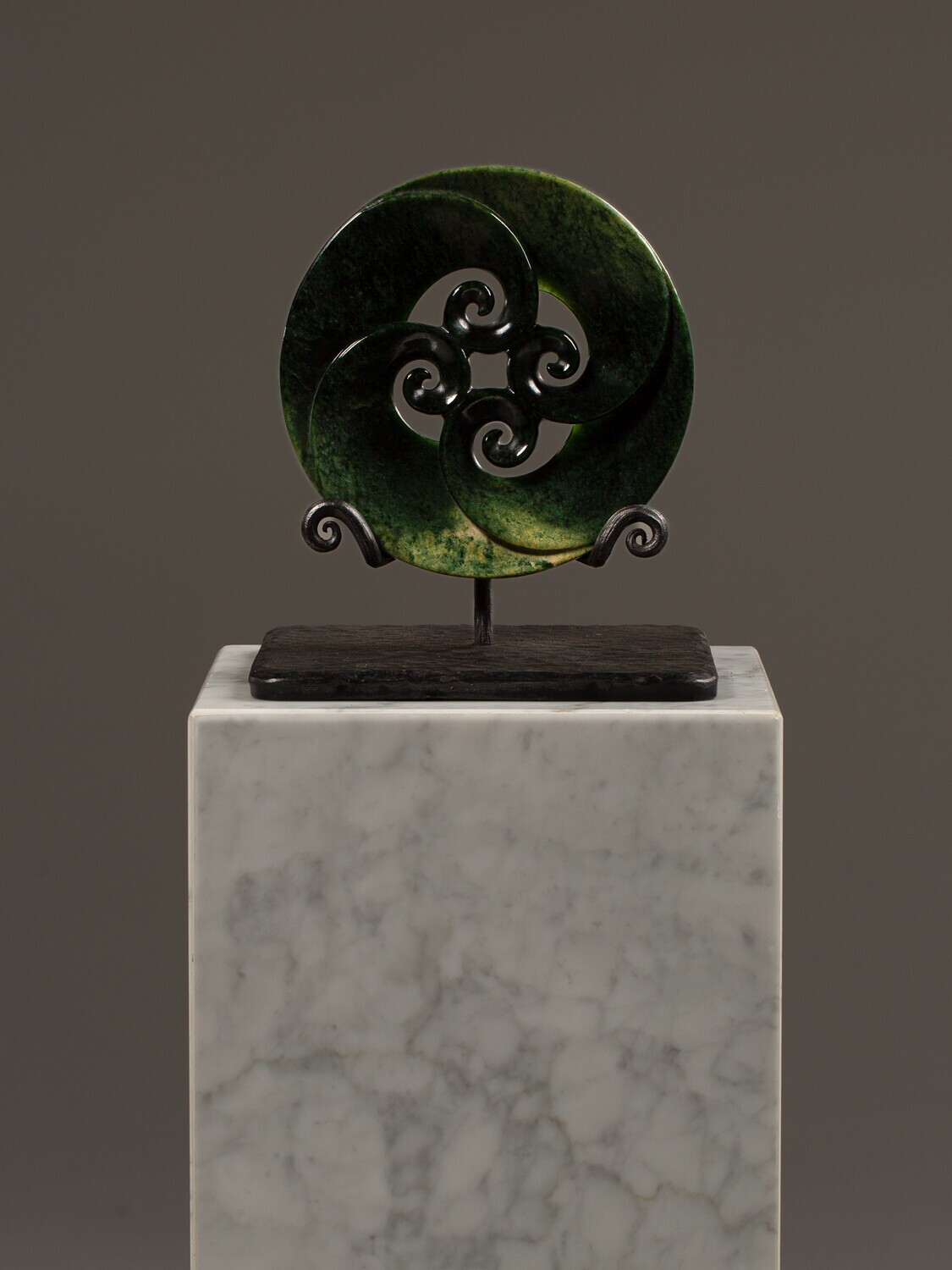 Moko Pounamu Porohita (Disc) Koru NZ Genuine Marsden Flower Greenstone - Okahutai Moko Pounamu Porohita (Disc) Koru NZ Genuine Marsden Flower Greenstone - Okahutai