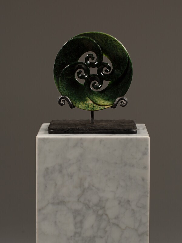 Moko Pounamu Porohita (Disc) Koru NZ Genuine Marsden Flower Greenstone - Waikiekie Moko Pounamu Porohita (Disc) Koru NZ Genuine Marsden Flower Greenstone - Waikiekie