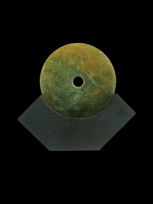 Moko Pounamu Porohita (Disc) Sculpture NZ Genuine Raukaraka  Greenstone  - Waihopai
