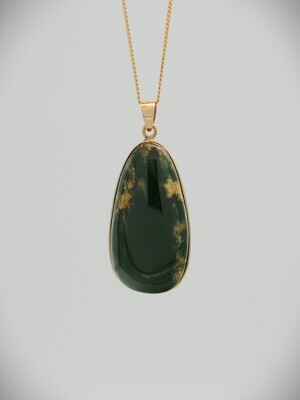 Moko Pounamu Marsden Flower Greenstone and 14ct Gold Pendant 10542 Moko Pounamu Marsden Flower Greenstone and 14ct Gold Pendant 10542
