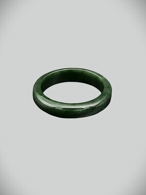 Moko Pounamu Solid Bangle NZ Genuine  Kahurangi Greenstone  - Ti Kouka 63mm