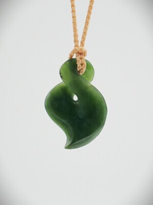 Moko Pounamu Single Pikorua NZ Genuine Kawakawa Greenstone - Okuku Moko Pounamu Single Pikorua NZ Genuine Kawakawa Greenstone - Okuku