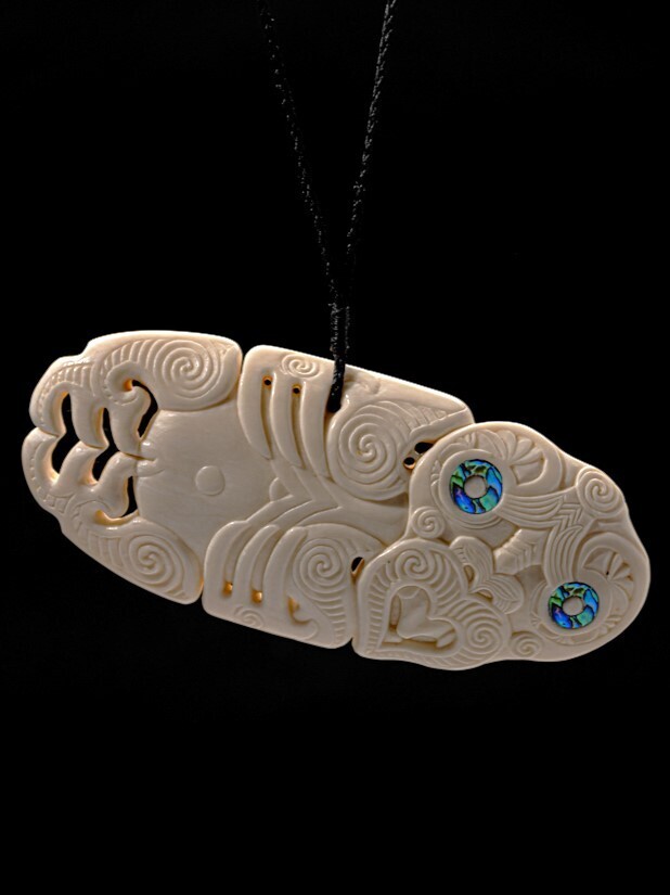 Moko Pounamu Hei Tiki NZ Genuine Whale Tooth Rei Puta - Kokatahi Moko Pounamu Hei Tiki NZ Genuine Whale Tooth Rei Puta - Kokatahi