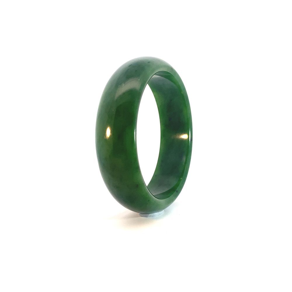 Moko Pounamu Solid Bangle NZ Genuine  Kawakawa Greenstone  - Awarua 61mm