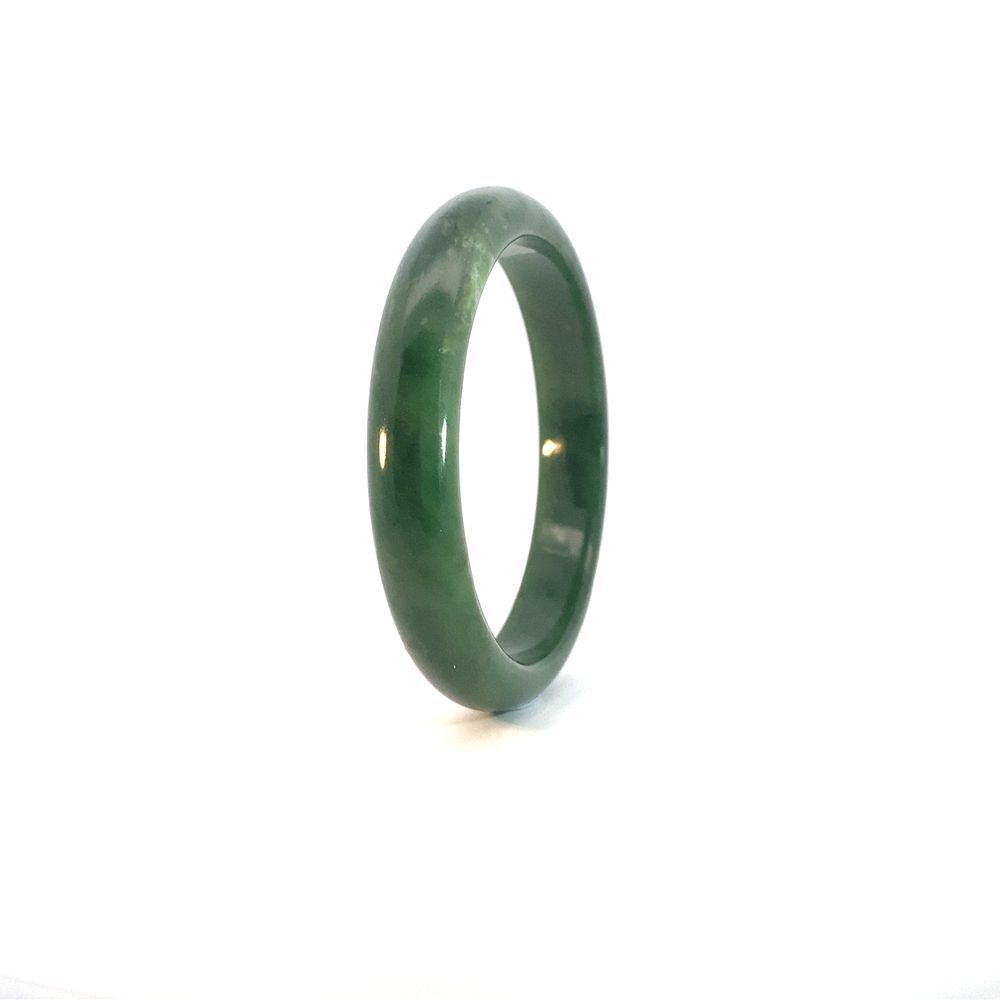 Moko Pounamu Solid Bangle NZ Genuine  Kawakawa Greenstone  - Otapiri 63mm