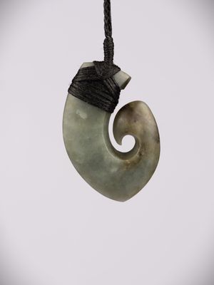 Moko Pounamu Hei Matau (Hook) NZ Genuine Inanga Greenstone - Kaikiekie Moko Pounamu Hei Matau (Hook) NZ Genuine Inanga Greenstone - Kaikiekie