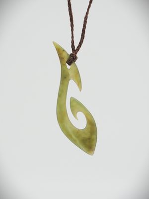 Moko Pounamu Hei Matau (Hook) NZ Genuine Totoweka Greenstone - Makarora