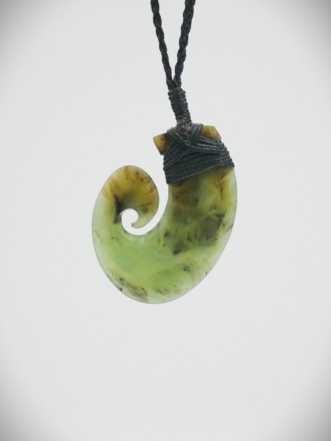 Moko Pounamu Hei Matau (Hook) NZ Genuine Totoweka Greenstone - Paerau Moko Pounamu Hei Matau (Hook) NZ Genuine Totoweka Greenstone - Paerau
