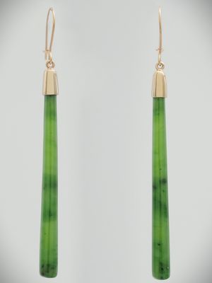 Moko Pounamu NZ Kahurangi Greenstone & 9ct Gold Earrings 11372 Moko Pounamu NZ Kahurangi Greenstone & 9ct Gold Earrings 11372