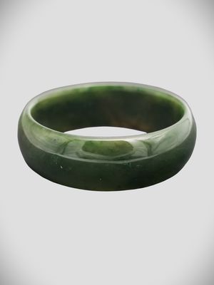 Moko Pounamu Solid Bangle NZ Genuine  Kawakawa Greenstone  - Tawanui 61mm