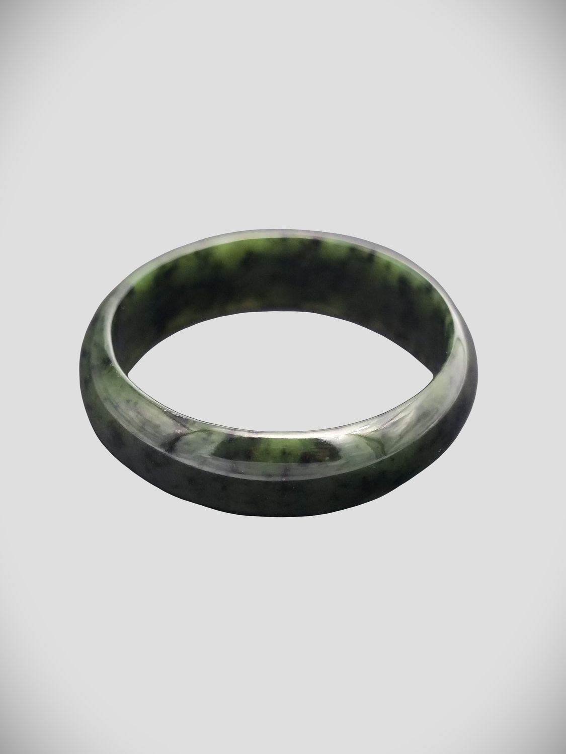 Moko Pounamu Solid Bangle NZ Genuine  Kawakawa Greenstone  - Otaraia 61mm