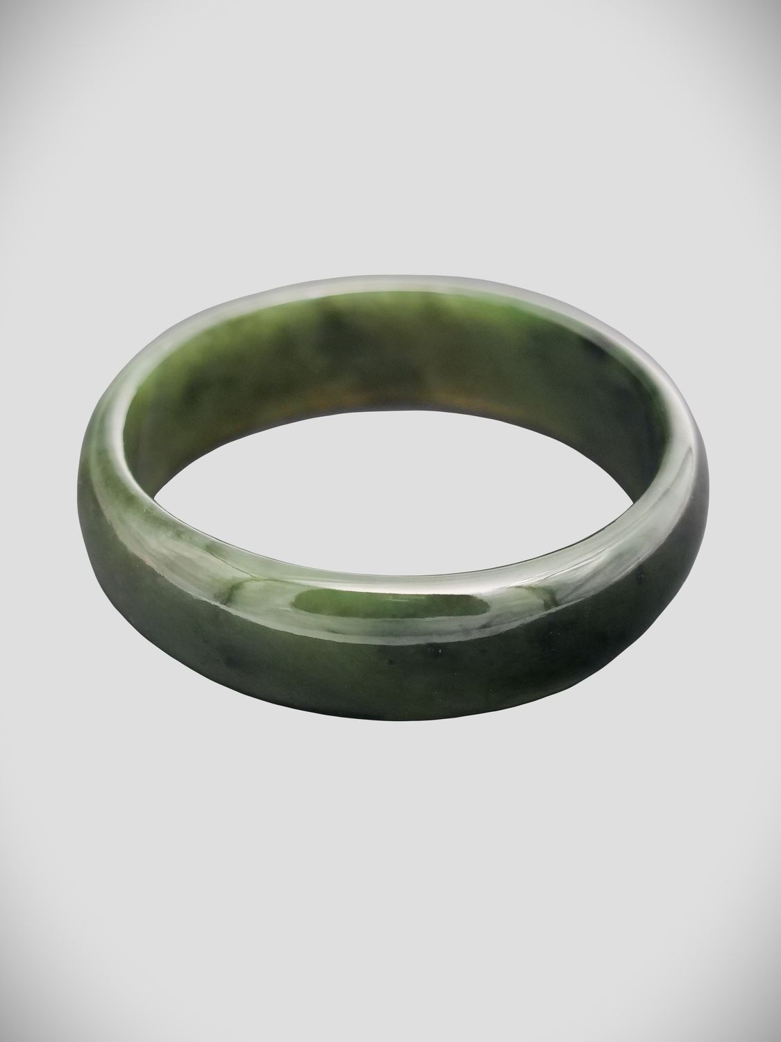 Moko Pounamu Solid Bangle NZ Genuine  Kawakawa Greenstone  - Ahuriri 62mm