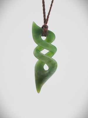 Moko Pounamu Contemporary Double Pikorua NZ Genuine Marsden Flower Greenstone - Kauru Moko Pounamu Contemporary Double Pikorua NZ Genuine Marsden Flower Greenstone - Kauru