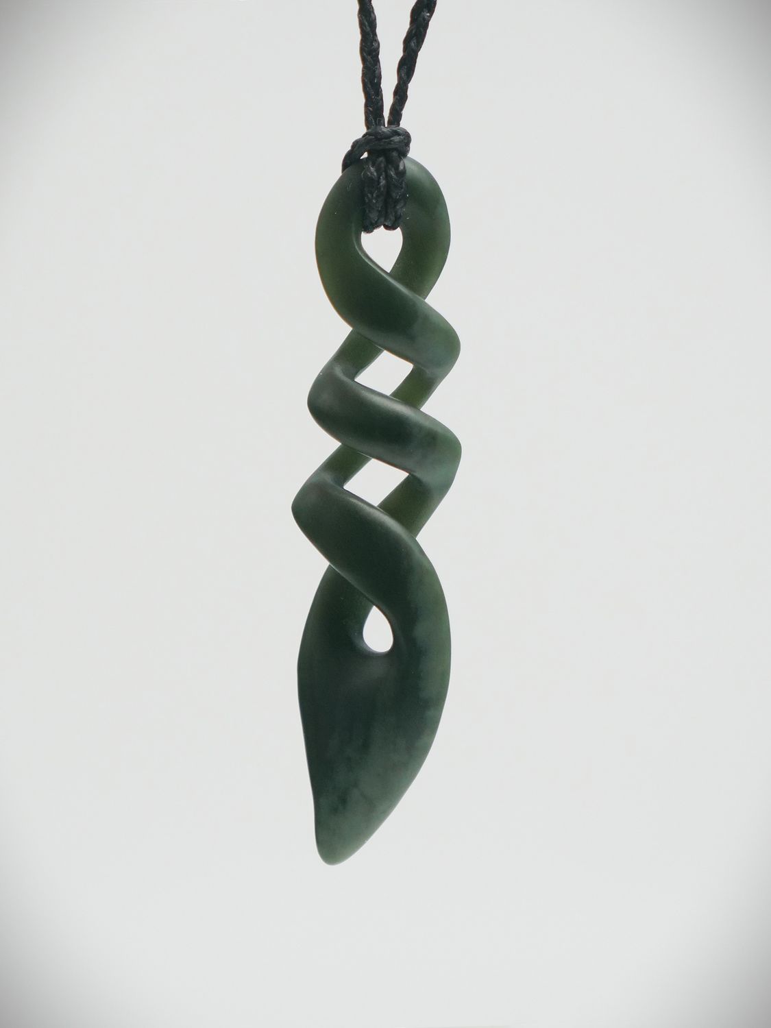 Moko Pounamu Triple Pikorua (Twist) NZ Genuine Kawakawa Flower Greenstone - Tutoko Moko Pounamu Triple Pikorua (Twist) NZ Genuine Kawakawa Flower Greenstone - Tutoko