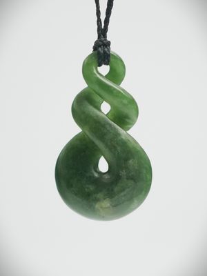 Moko Pounamu Double Pikorua NZ Genuine Kahotea Greenstone - Otaio Moko Pounamu Double Pikorua NZ Genuine Kahotea Greenstone - Otaio