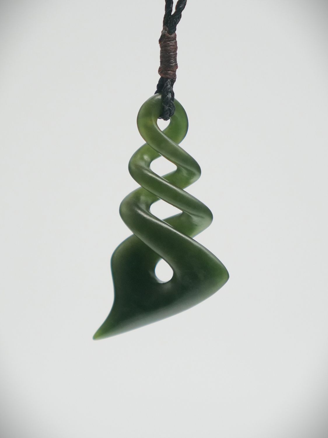 Moko Pounamu Triple Pikorua (Twist) NZ Genuine Kawakawa Greenstone - Matata Moko Pounamu Triple Pikorua (Twist) NZ Genuine Kawakawa Greenstone - Matata