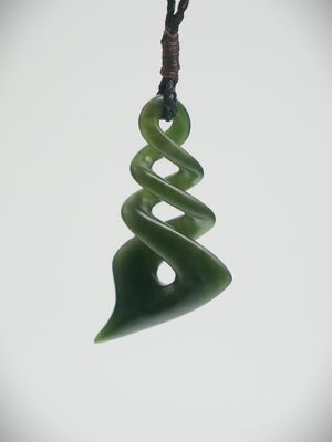 Moko Pounamu Triple Pikorua (Twist) NZ Genuine Kawakawa Greenstone - Matata Moko Pounamu Triple Pikorua (Twist) NZ Genuine Kawakawa Greenstone - Matata