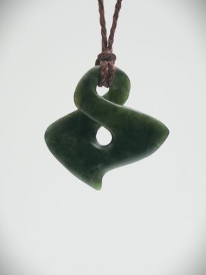 Moko Pounamu Contemporary Single Pikorua NZ Genuine Kawakawa Greenstone - Otipua Moko Pounamu Contemporary Single Pikorua NZ Genuine Kawakawa Greenstone - Otipua