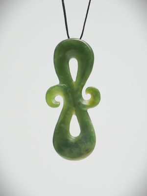 Moko Pounamu Contemporary Design NZ Genuine Marsden Flower Greenstone - Pareora