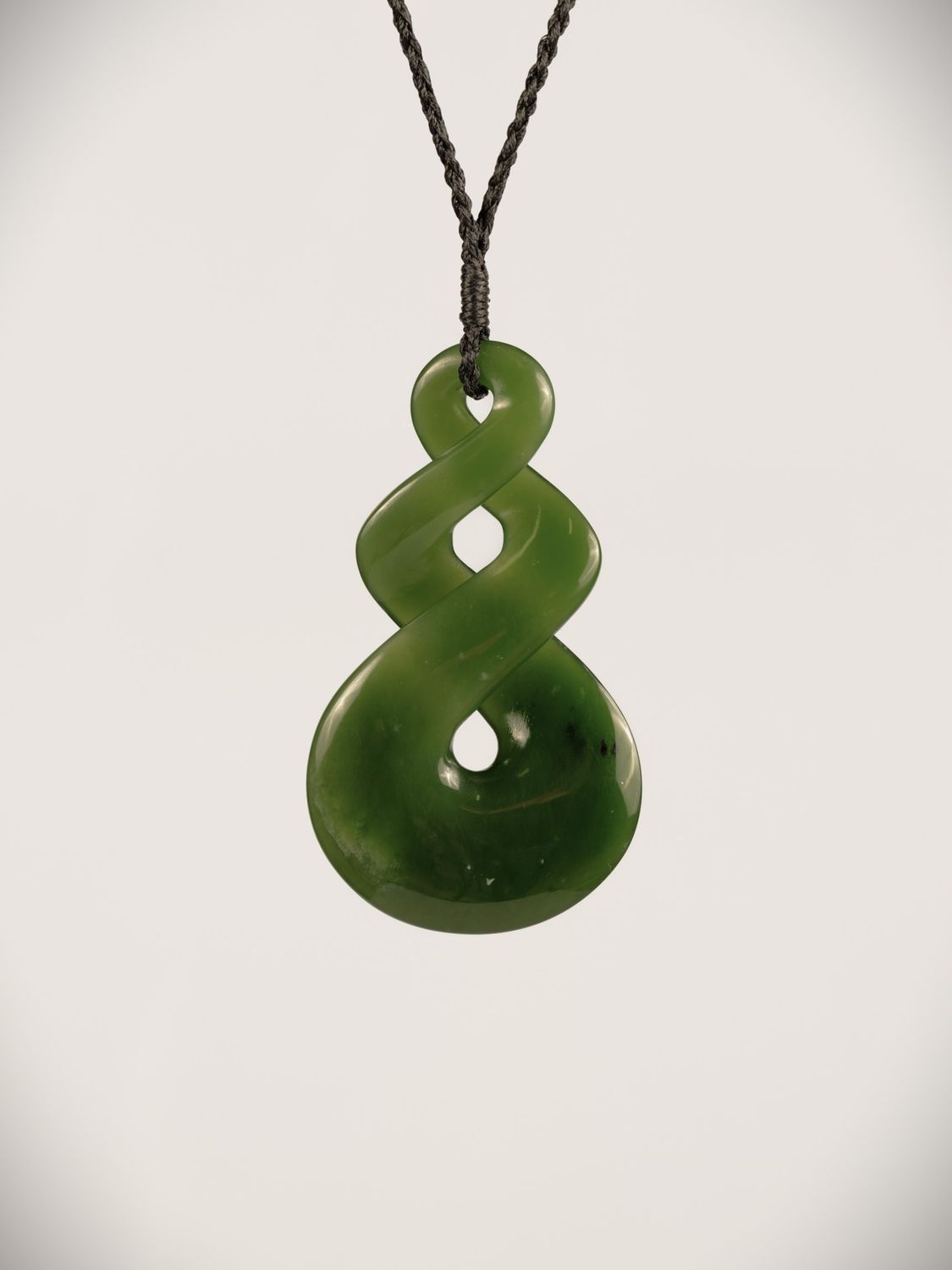 Moko Pounamu Double Pikorua (Twist) NZ Genuine Kahurangi Flower Greenstone - Punawai