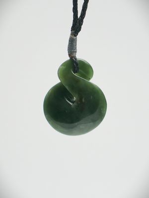Moko Pounamu Single Pikorua (Twist) NZ Genuine Kawakawa Greenstone - Kura Moko Pounamu Single Pikorua (Twist) NZ Genuine Kawakawa Greenstone - Kura