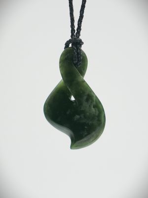 Moko Pounamu Single Pikorua (Twist) NZ Genuine Kawakawa Flower Greenstone - Waikirikiri Moko Pounamu Single Pikorua (Twist) NZ Genuine Kawakawa Flower Greenstone - Waikirikiri
