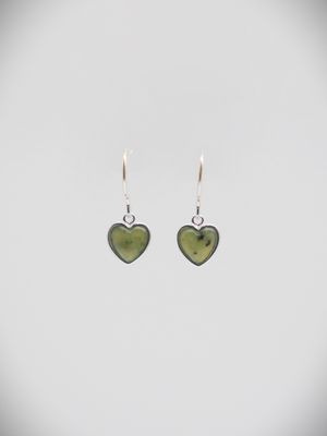 Moko Pounamu Pepi Manawa (Heart) NZ Genuine Greenstone and Sterling Silver  Earrings - ES223