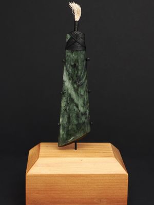 Moko Pounamu Toki NZ Genuine Kawakawa Greenstone - Orongomai Moko Pounamu Toki NZ Genuine Kawakawa Greenstone - Orongomai