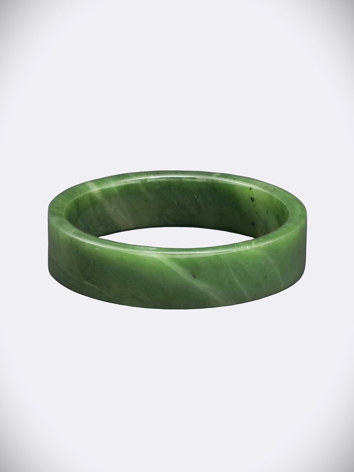 Moko Pounamu Solid Bangle NZ Genuine Kahurangi Greenstone - Matipo 58mm