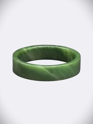 Moko Pounamu Solid Bangle NZ Genuine Kahurangi Greenstone - Matipo 58mm